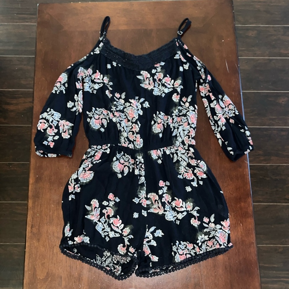 Black floral romper - size XS